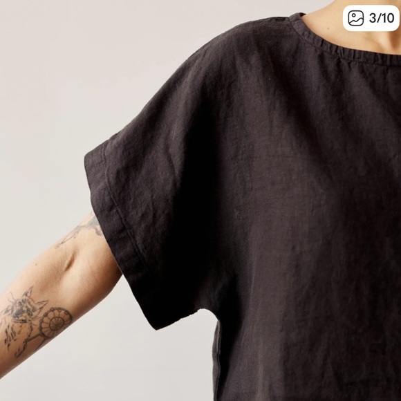 Black Crane Linen Box Top - Picture 3 of 5